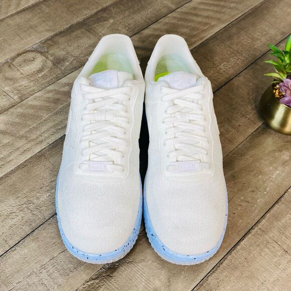 Nike Air Force 1 Crater Flyknit White Blue Shoes Sneakers Women's Size 10 - Picture 2 of 6